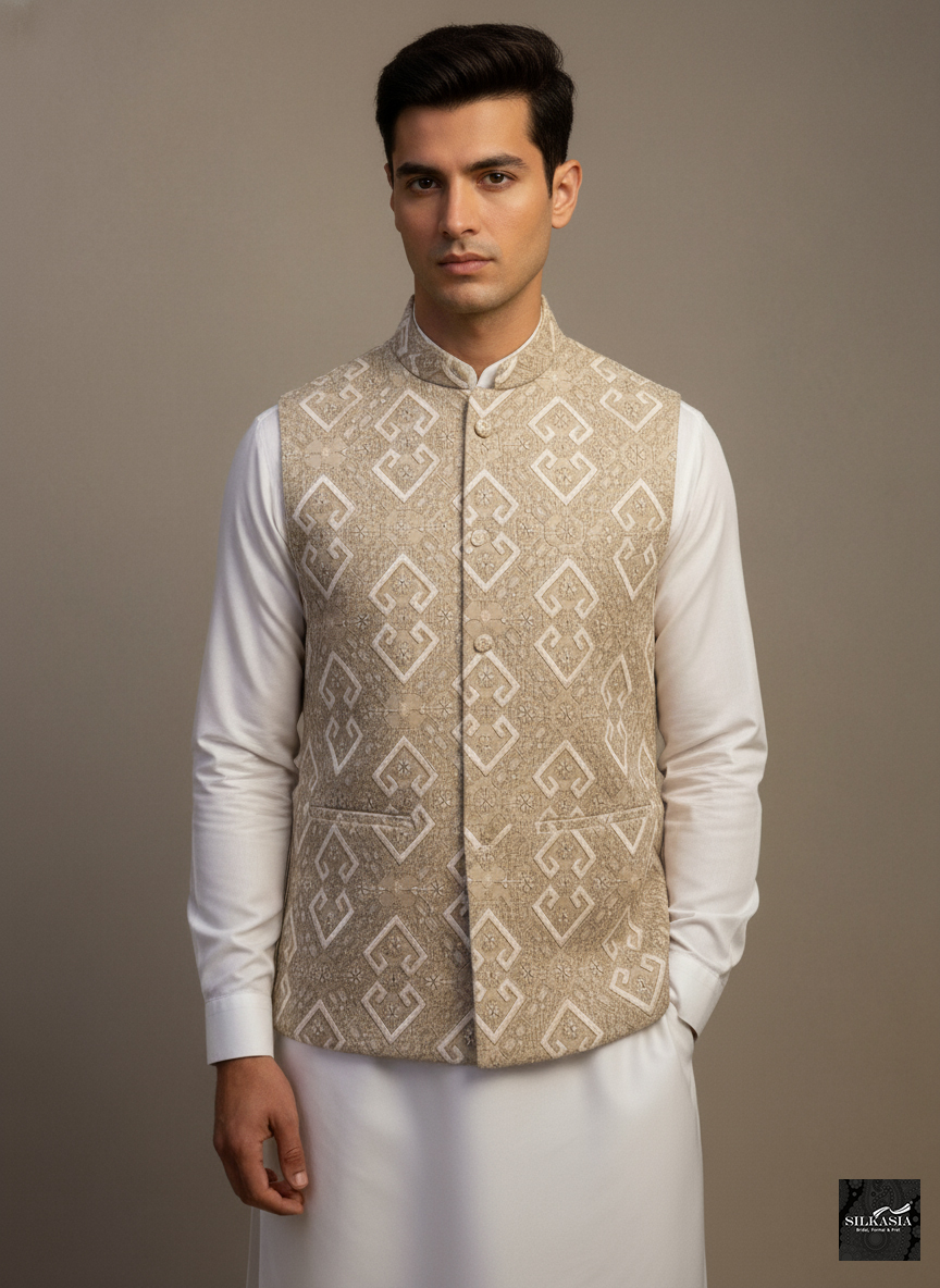 Fone Geometric Pattern Waistcoat - Image 3