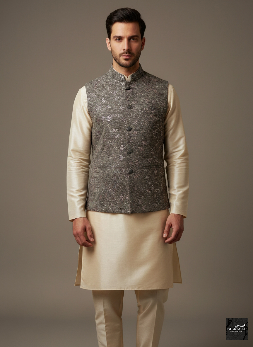 The Emerald Glitz Irish Green Resham Waistcoat