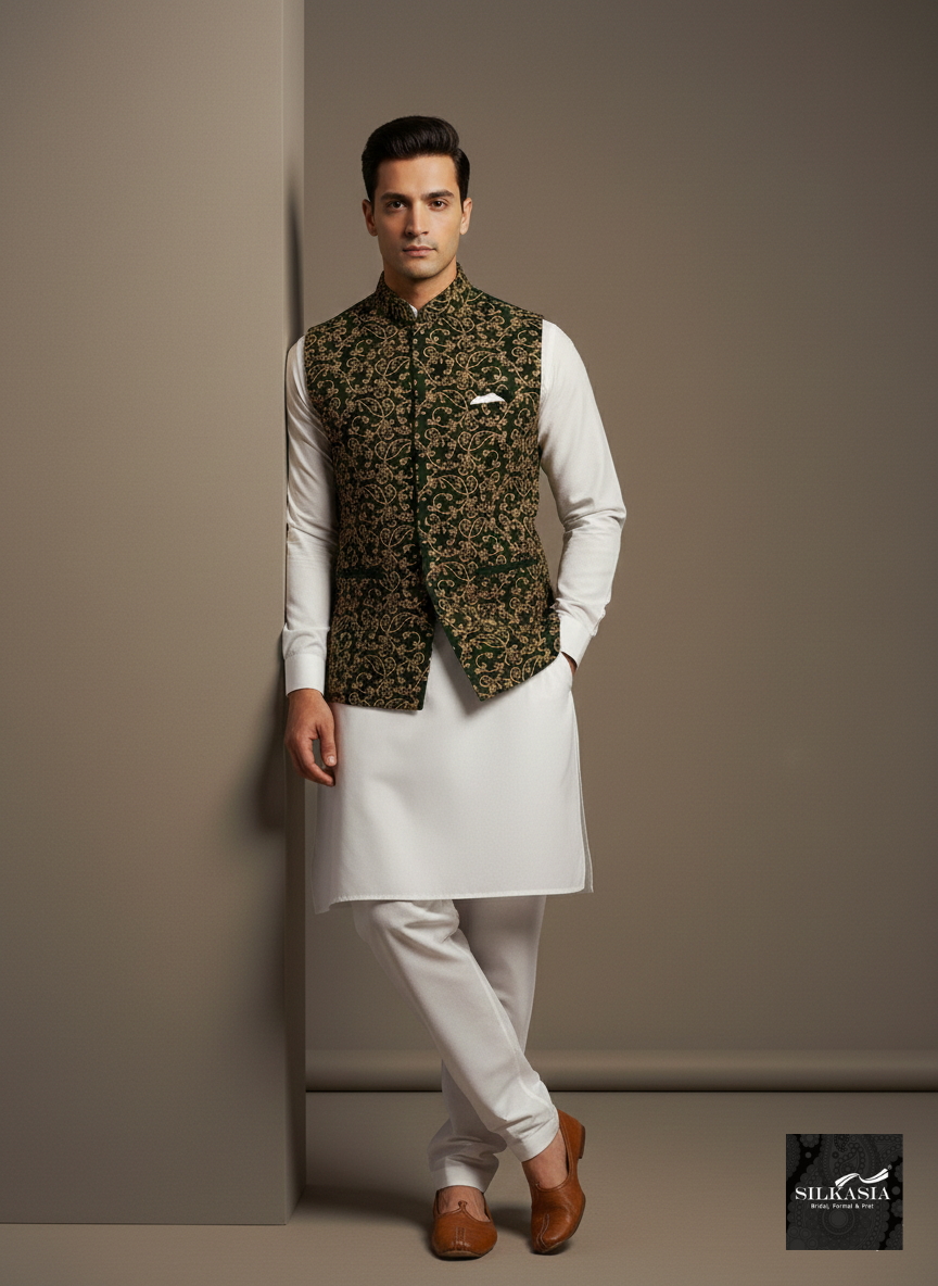 Black Velvet Dori Embroidered