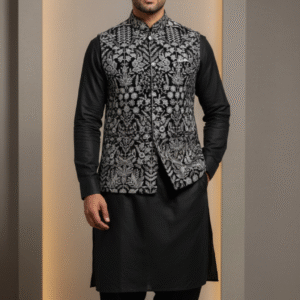Black Velvet Resham Embroidered
